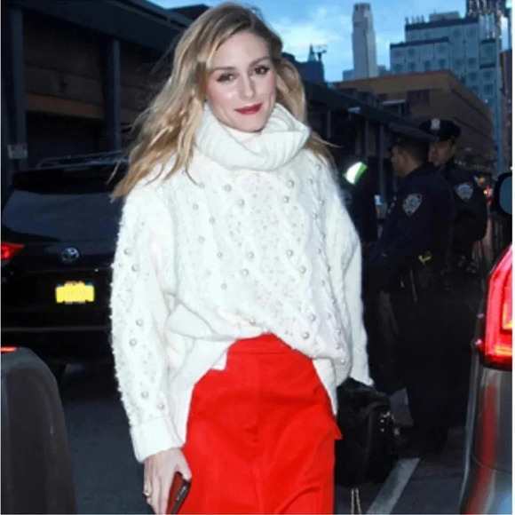 Rachel Zoe oversized wool turtleneck sweater with pearls - Picture 3 of 7